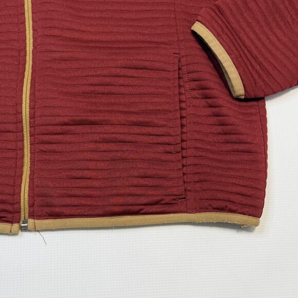 L.L.Bean Jacket Mens Medium Burgundy Hooded Full Zip Slightly Fitted Polyester - Picture 5 of 9